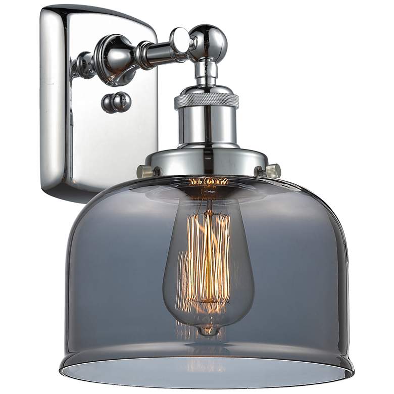 Image 1 Ballston Urban Bell 13" High Polished Chrome Sconce w/ Plated Smoke Sh