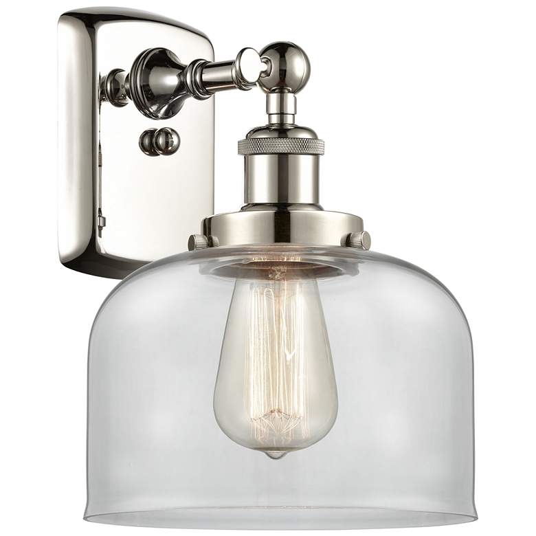 Image 1 Ballston Urban Bell 13" High Polished Nickel Sconce w/ Clear Shade
