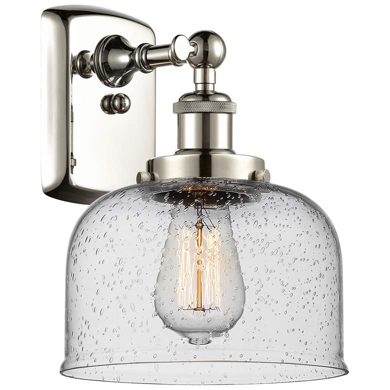 Image 1 Ballston Urban Bell 13" High Polished Nickel Sconce w/ Seedy Shade