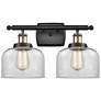 Ballston Urban Bell 18" 2 Light Black Brass LED Bath Light w/ Clear Sh