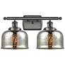 Ballston Urban Bell 18" 2 Light Bronze Bath Light w/ Silver Shade