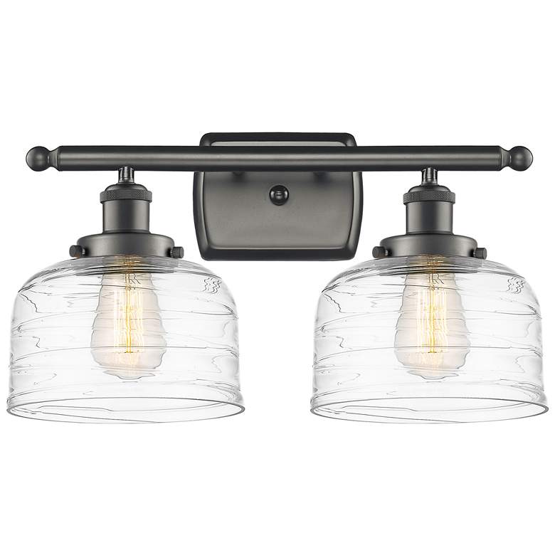 Image 1 Ballston Urban Bell 18" 2 Light Bronze Bath Light w/ Swirl Shade