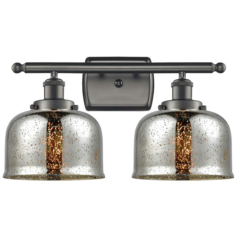 Image 1 Ballston Urban Bell 18" 2 Light Bronze LED Bath Light w/ Silver Shade