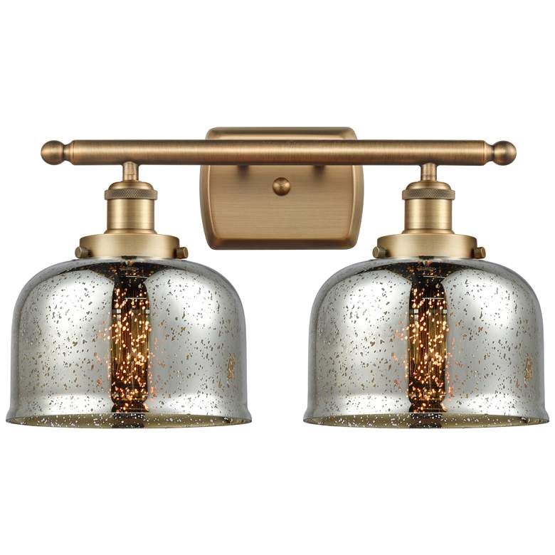 Image 1 Ballston Urban Bell 18" 2 Light Brushed Brass Bath Light w/ Silver Sha