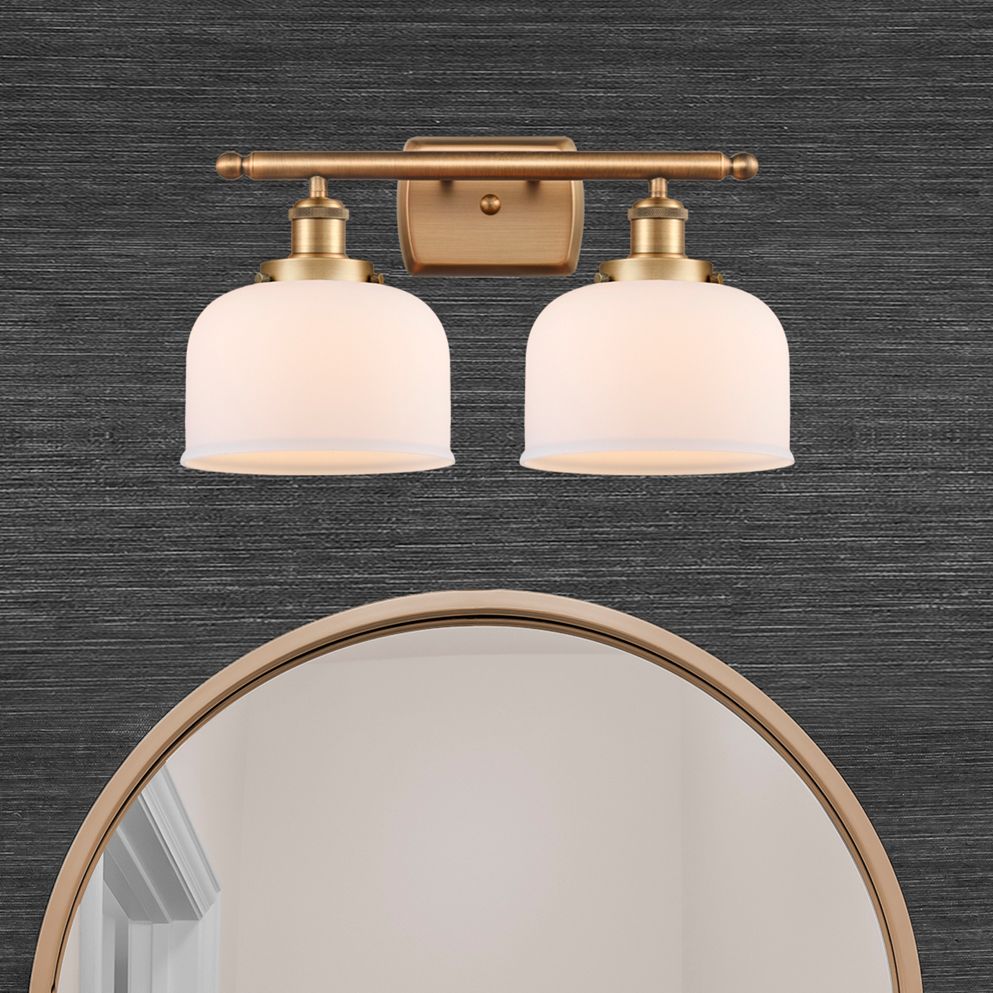 Ballston Urban Bell 18" 2 Light Brushed Brass Bath Light w/ White Shad