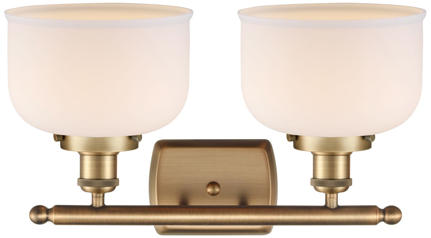 Image 3 Ballston Urban Bell 18" 2 Light Brushed Brass Bath Light w/ White Shad more views
