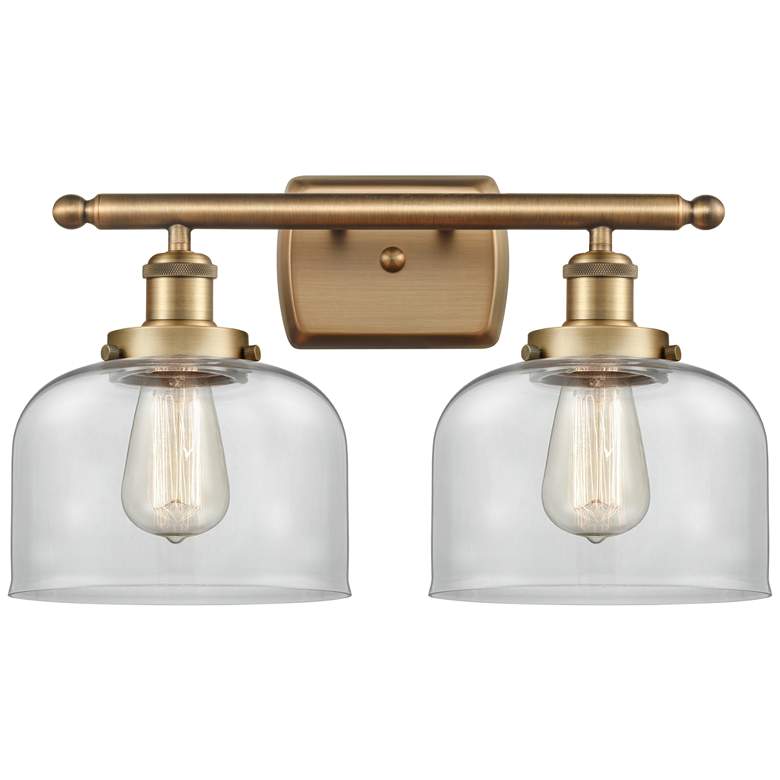 Image 1 Ballston Urban Bell 18" 2 Light Brushed Brass LED Bath Light w/ Clear