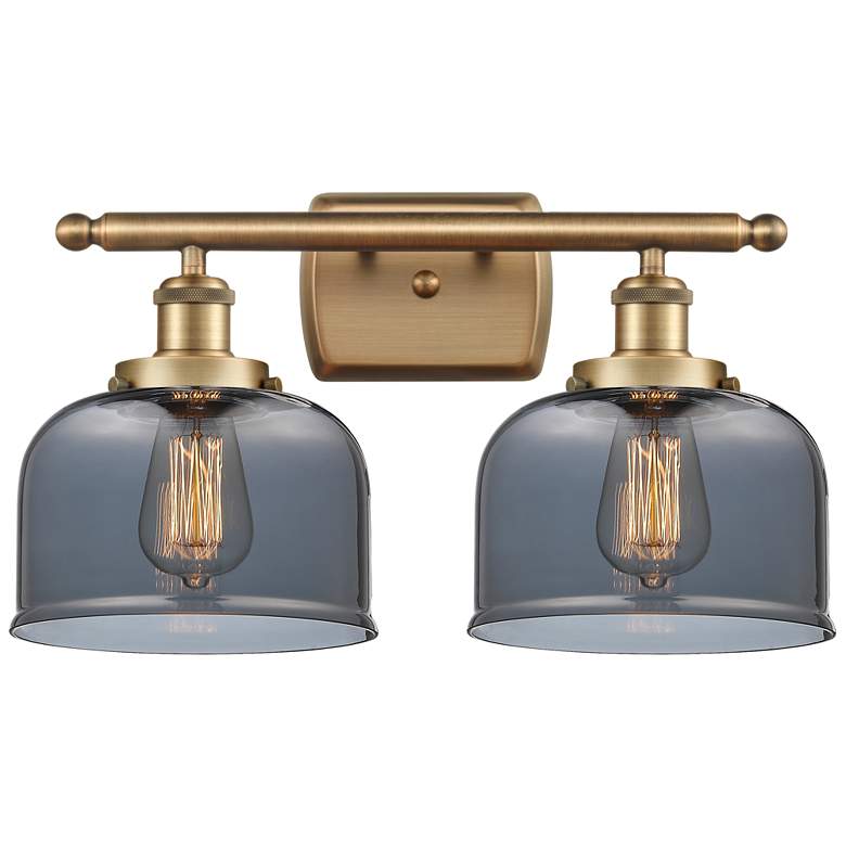 Image 1 Ballston Urban Bell 18" 2 Light Brushed Brass LED Bath Light w/ Smoke