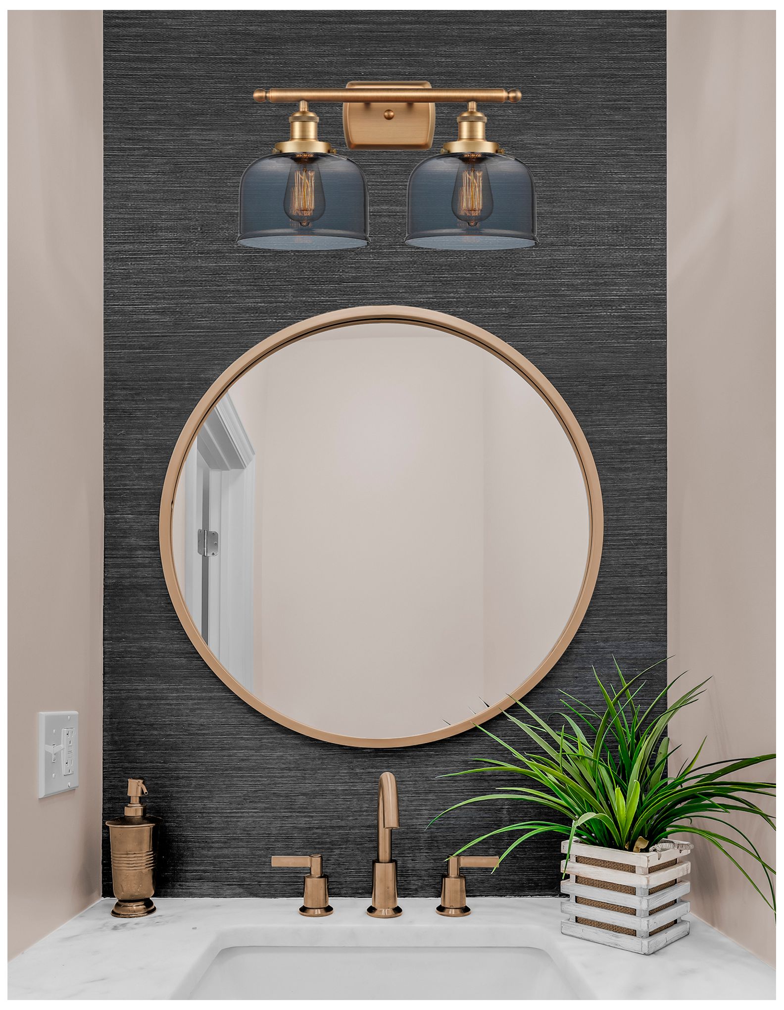 Image 3 Ballston Urban Bell 18" 2 Light Brushed Brass LED Bath Light w/ Smoke  more views