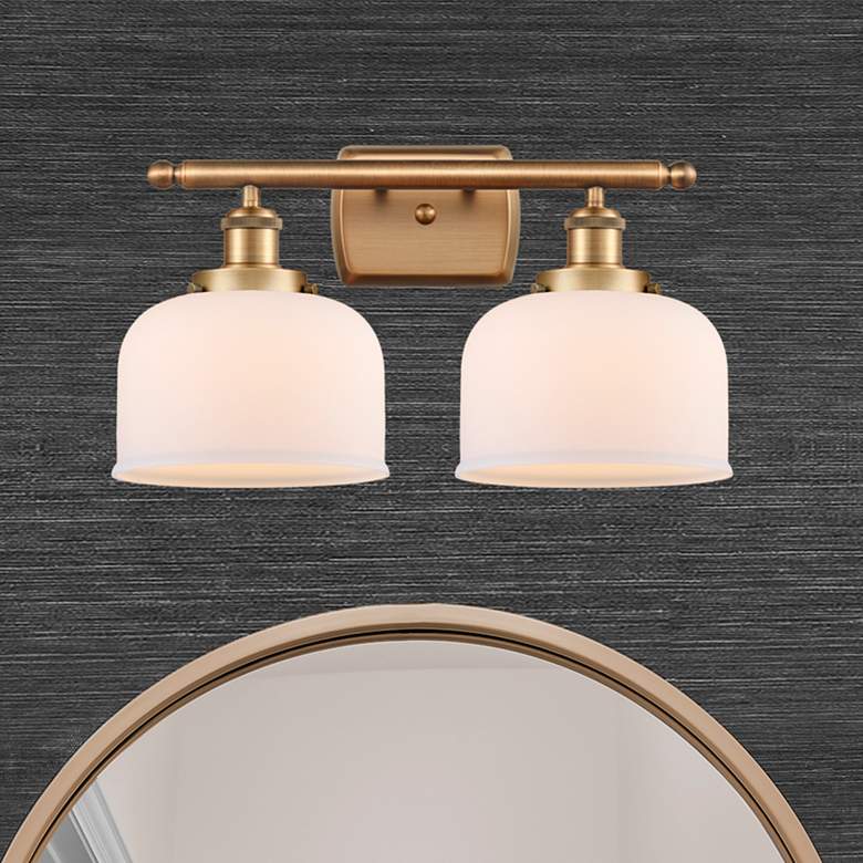 Image 1 Ballston Urban Bell 18" 2 Light Brushed Brass LED Bath Light w/ White