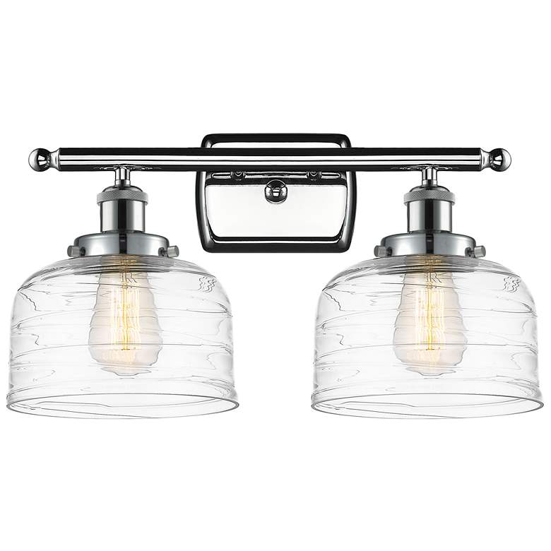 Image 1 Ballston Urban Bell 18" 2 Light Chrome Bath Light w/ Swirl Shade