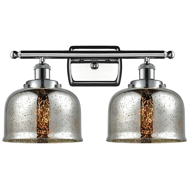 Image 1 Ballston Urban Bell 18" 2 Light Chrome LED Bath Light w/ Silver Shade
