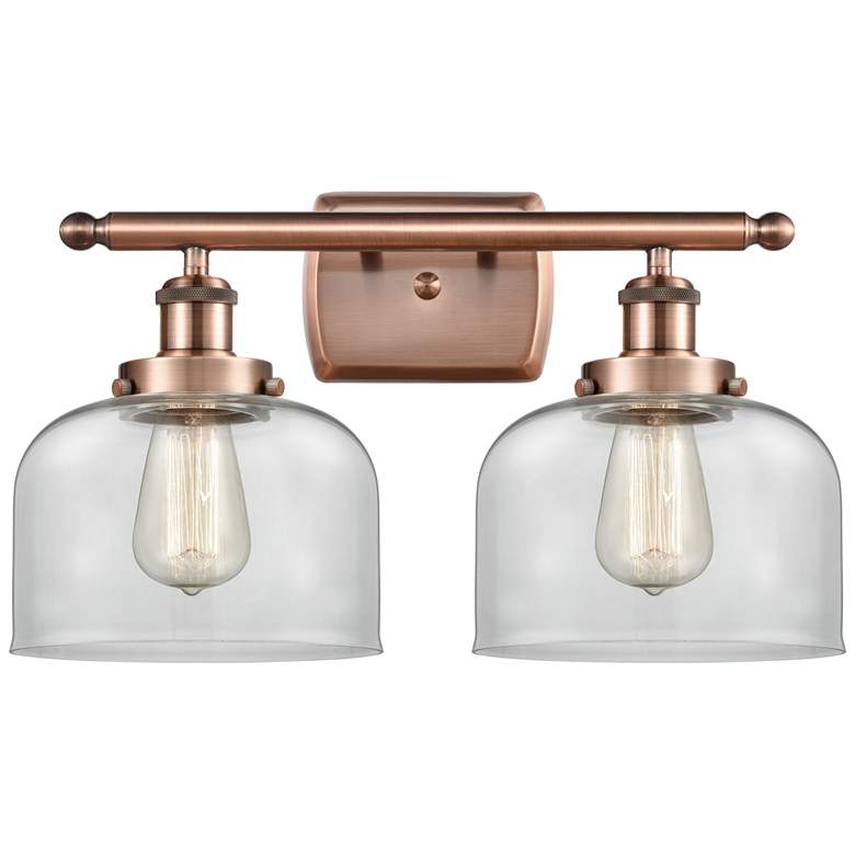 Image 1 Ballston Urban Bell 18" 2 Light Copper Bath Light w/ Clear Shade