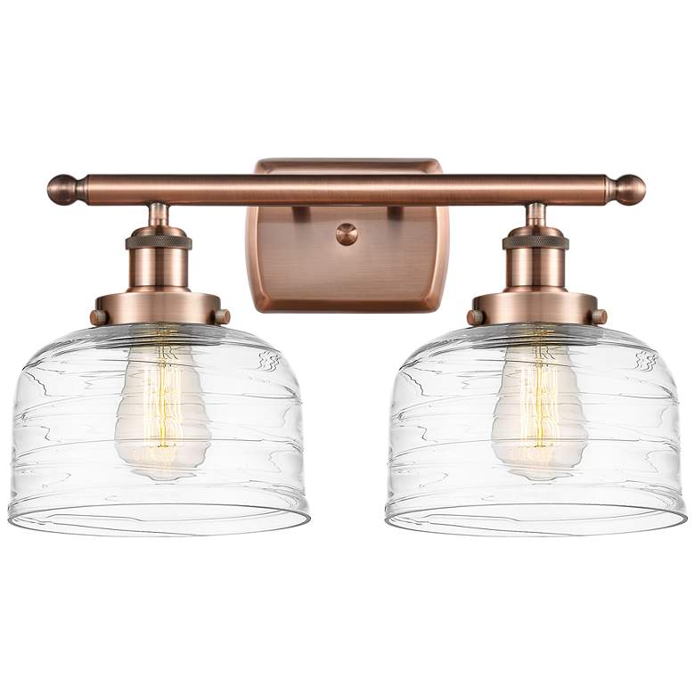 Image 1 Ballston Urban Bell 18" 2 Light Copper Bath Light w/ Swirl Shade