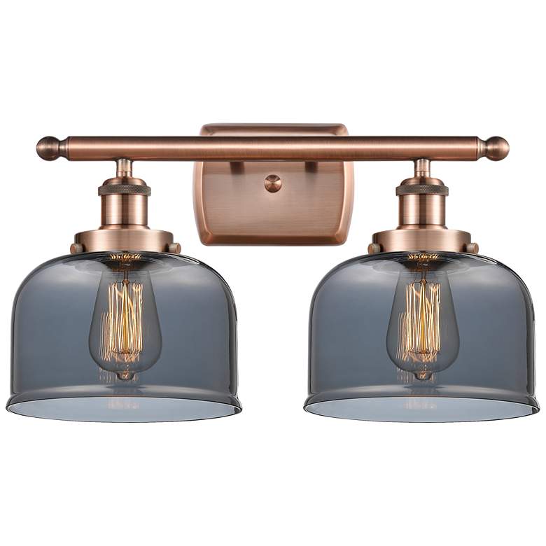 Image 1 Ballston Urban Bell 18" 2 Light Copper LED Bath Light w/ Smoke Shade