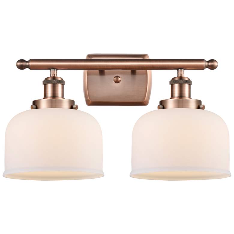 Image 1 Ballston Urban Bell 18" 2 Light Copper LED Bath Light w/ White Shade