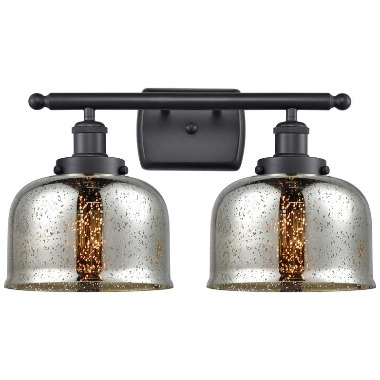 Image 1 Ballston Urban Bell 18" 2 Light Matte Black LED Bath Light w/ Silver S