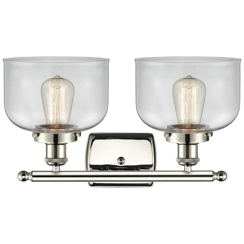 Image 1 Ballston Urban Bell 18" 2 Light Nickel Bath Light w/ Clear Shade
