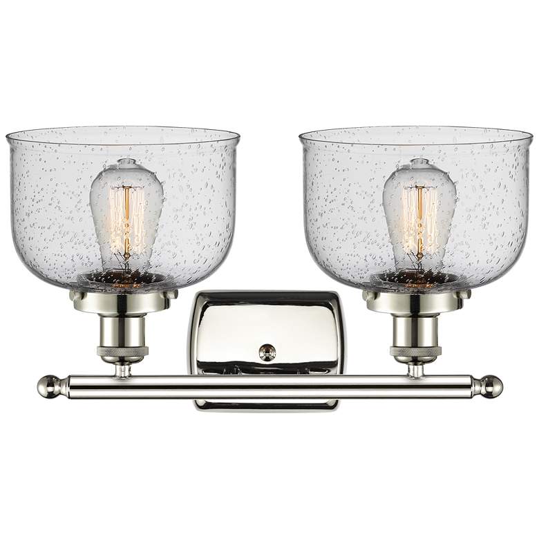 Image 1 Ballston Urban Bell 18" 2 Light Nickel Bath Light w/ Seedy Shade