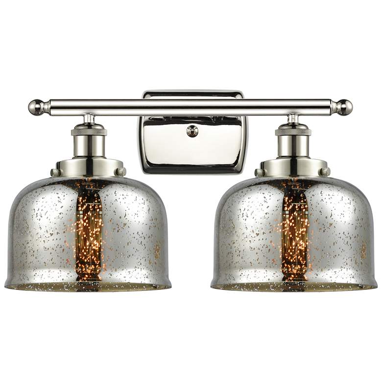 Image 1 Ballston Urban Bell 18" 2 Light Nickel Bath Light w/ Silver Shade