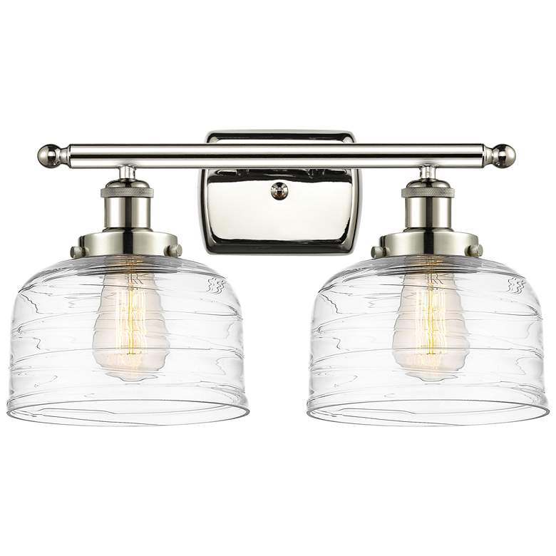 Image 1 Ballston Urban Bell 18" 2 Light Nickel Bath Light w/ Swirl Shade