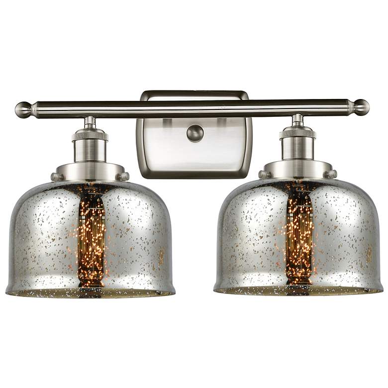 Image 1 Ballston Urban Bell 18" 2 Light Nickel LED Bath Light w/ Silver Shade