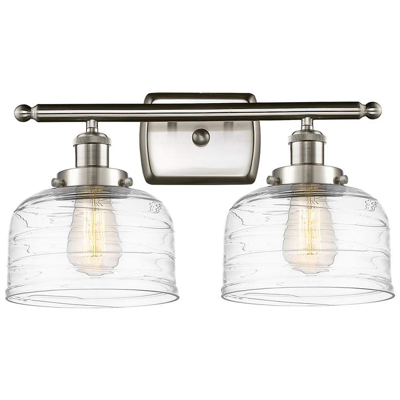 Image 1 Ballston Urban Bell 18" 2 Light Nickel LED Bath Light w/ Swirl Shade