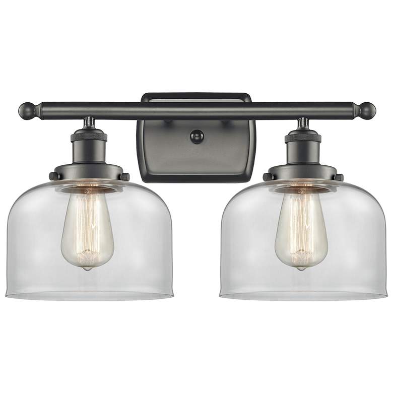 Image 1 Ballston Urban Bell 18"W 2 Light Bronze Bath Vanity Light w/ Clear Sha