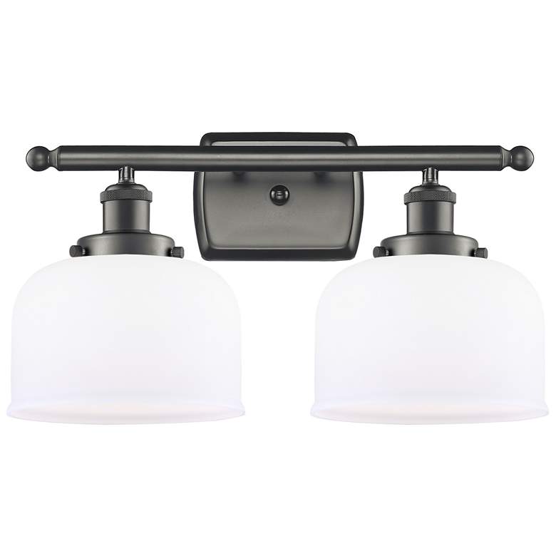 Image 1 Ballston Urban Bell 18"W 2 Light Bronze Bath Vanity Light w/ White Sha
