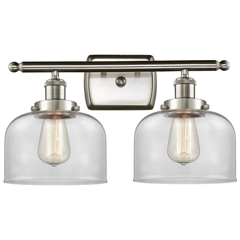 Image 1 Ballston Urban Bell 18"W 2 Light Brushed Nickel Bath Light w/ Clear Sh