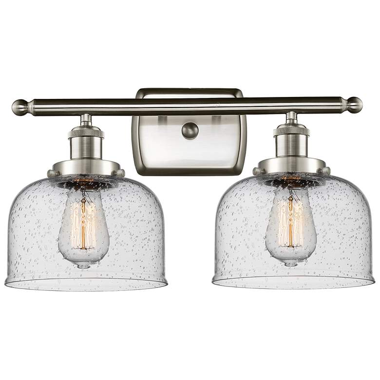 Image 1 Ballston Urban Bell 18"W 2 Light Brushed Nickel Bath Light w/ Seedy Sh