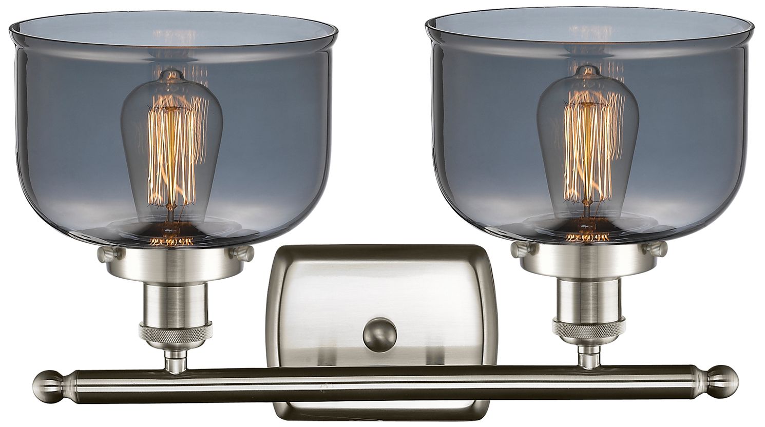 Image 2 Ballston Urban Bell 18"W 2 Light Brushed Nickel Bath Light w/ Smoke Sh more views