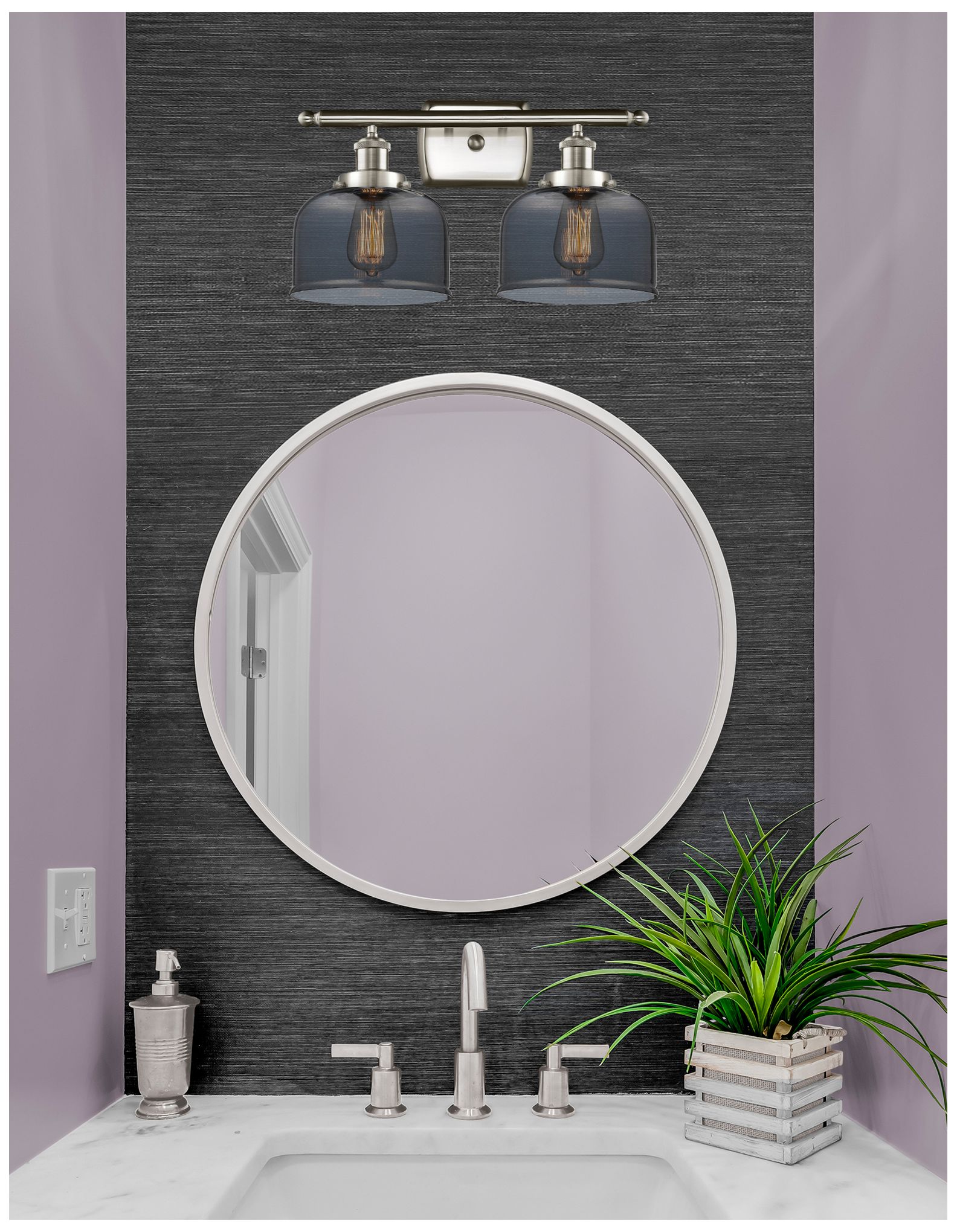 Image 3 Ballston Urban Bell 18"W 2 Light Brushed Nickel Bath Light w/ Smoke Sh more views