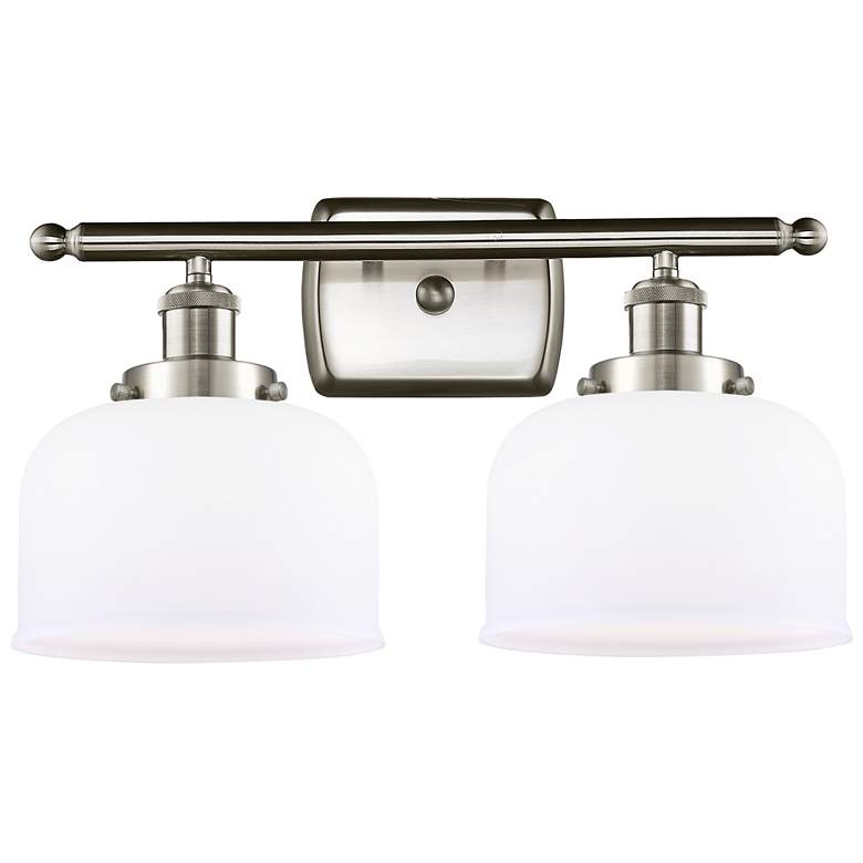 Image 1 Ballston Urban Bell 18"W 2 Light Brushed Nickel Bath Light w/ White Sh