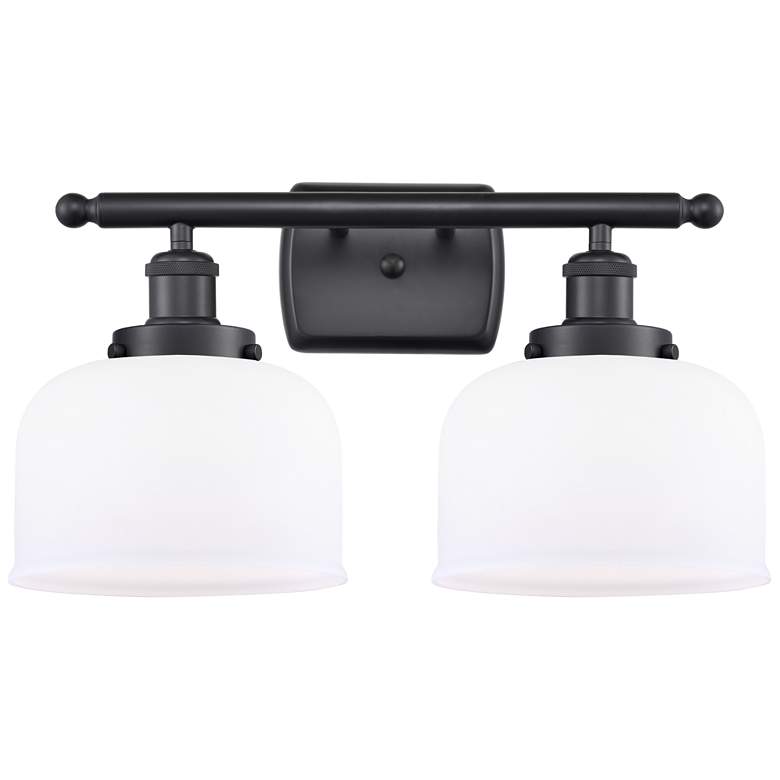 Image 1 Ballston Urban Bell 18"W 2 Light Matte Black Bath Light w/ White Shade