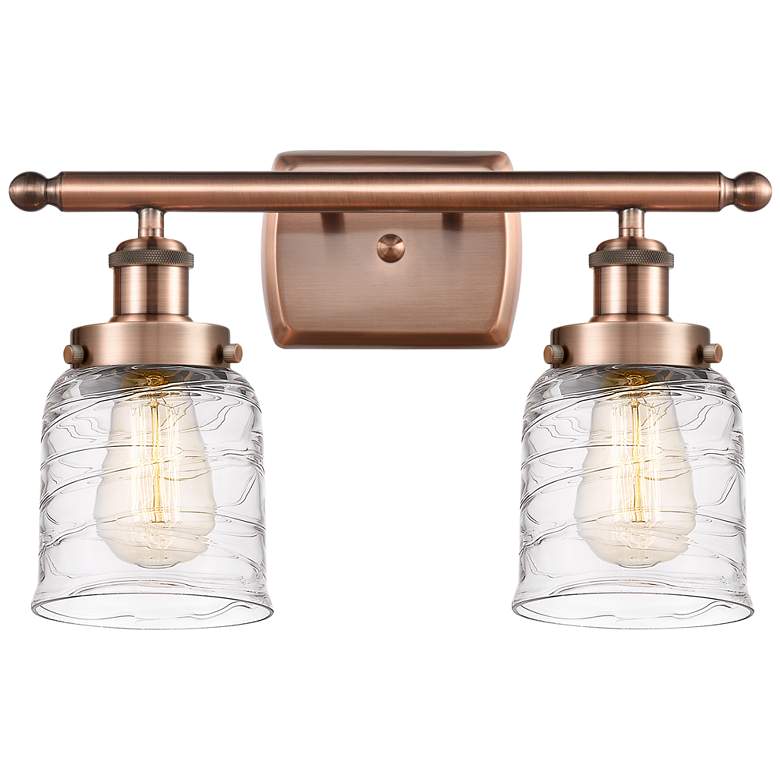 Image 1 Ballston Urban Bell 2 Light 16" Bath Light - Copper - Deco Swirl Shade