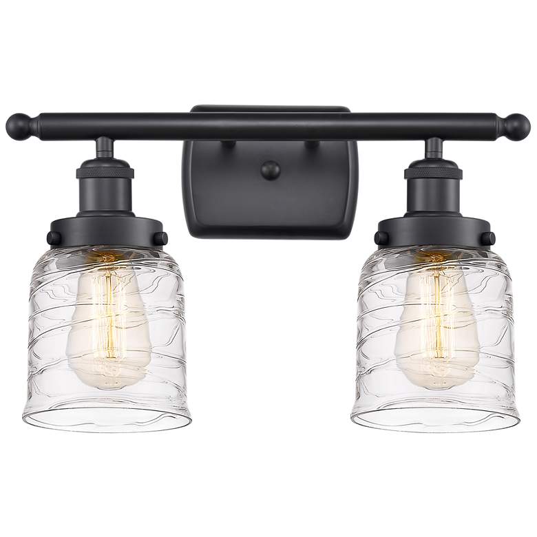 Image 1 Ballston Urban Bell 2 Light 16" Bath Light - Matte Black - Deco Swirl
