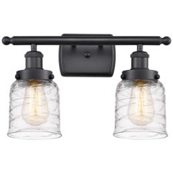 Ballston Urban Bell 2 Light 16" Bath Light - Matte Black - Deco Swirl
