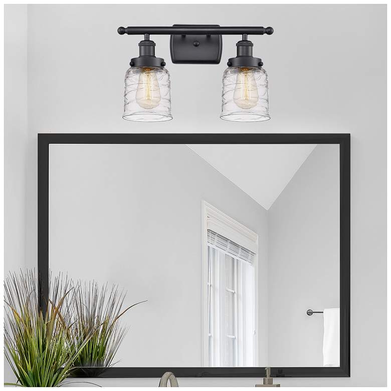 Image 4 Ballston Urban Bell 2 Light 16" Bath Light - Matte Black - Deco Swirl more views
