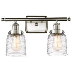 Ballston Urban Bell 2 Light 16" Bath Light - Satin Nickel - Deco Swirl