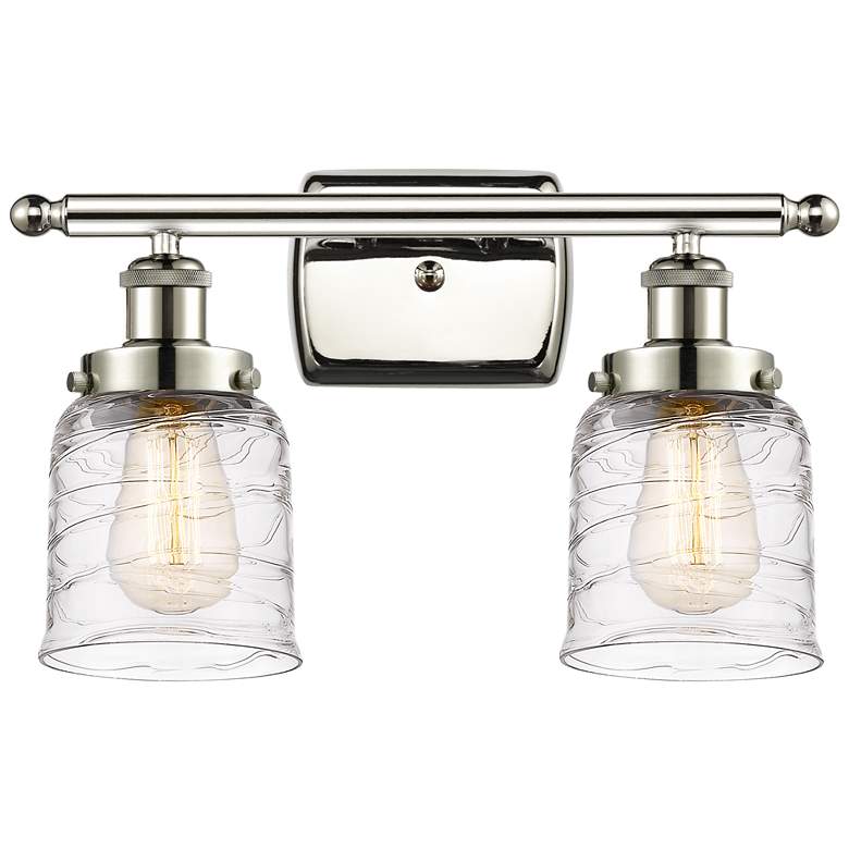 Image 1 Ballston Urban Bell 2 Light 16" LED Bath Light - Nickel - Clear Swirl