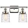 Ballston Urban Bell 2 Light 16" LED Bath Light - Nickel - Clear Swirl