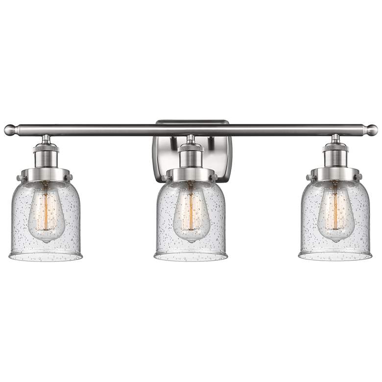 Image 1 Ballston Urban Bell 26" 3-Light Brushed Nickel Bath Light w/ Seedy Sha