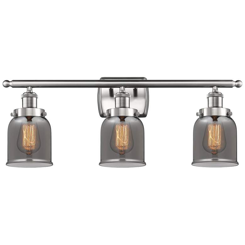 Image 1 Ballston Urban Bell 26" 3-Light Brushed Nickel Bath Light w/ Smoke Sha