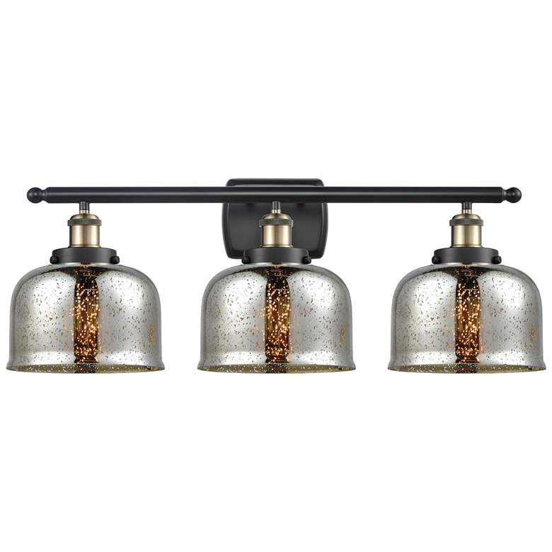 Image 1 Ballston Urban Bell 28" 3 Light Black Brass Bath Light w/ Silver Shade