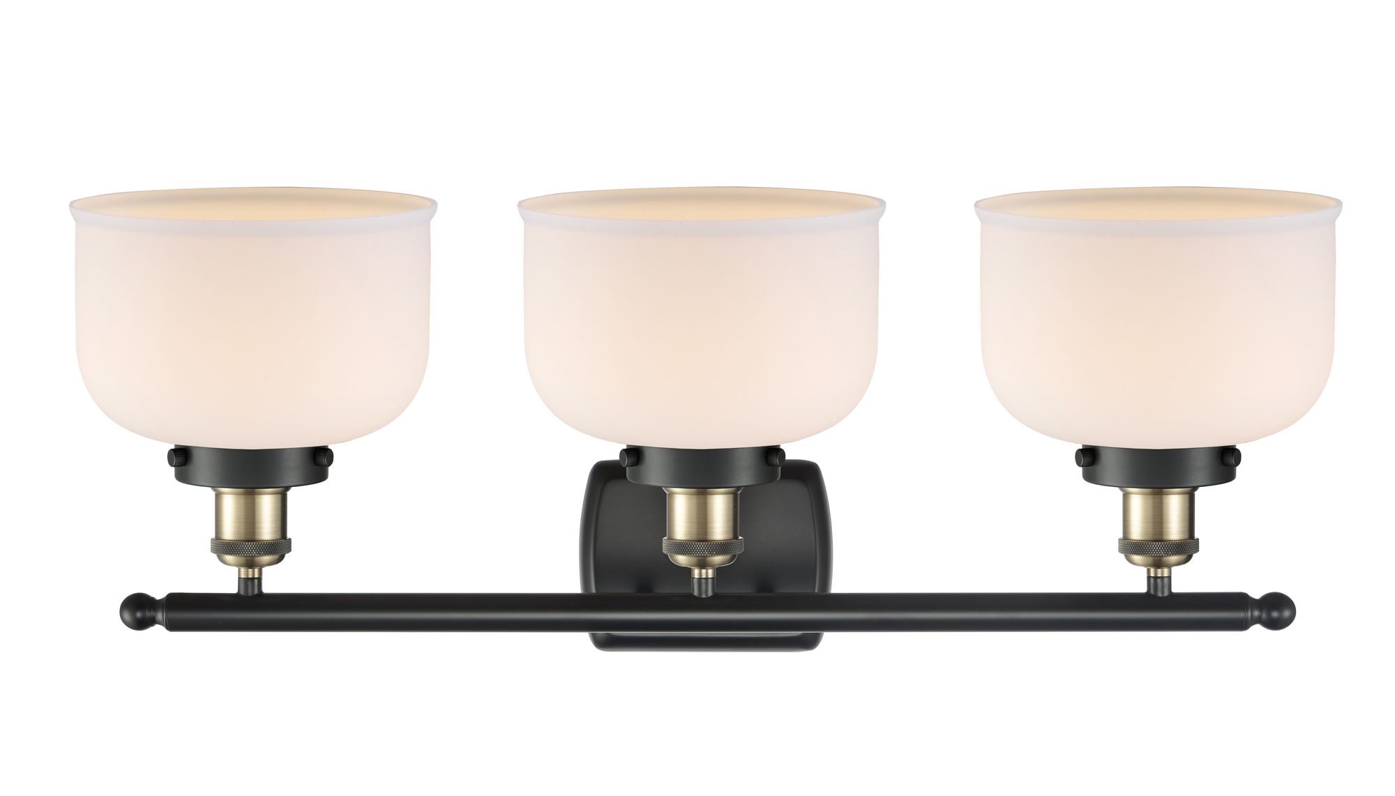 Image 2 Ballston Urban Bell 28" 3 Light Black Brass LED Bath Light w/ White Sh more views