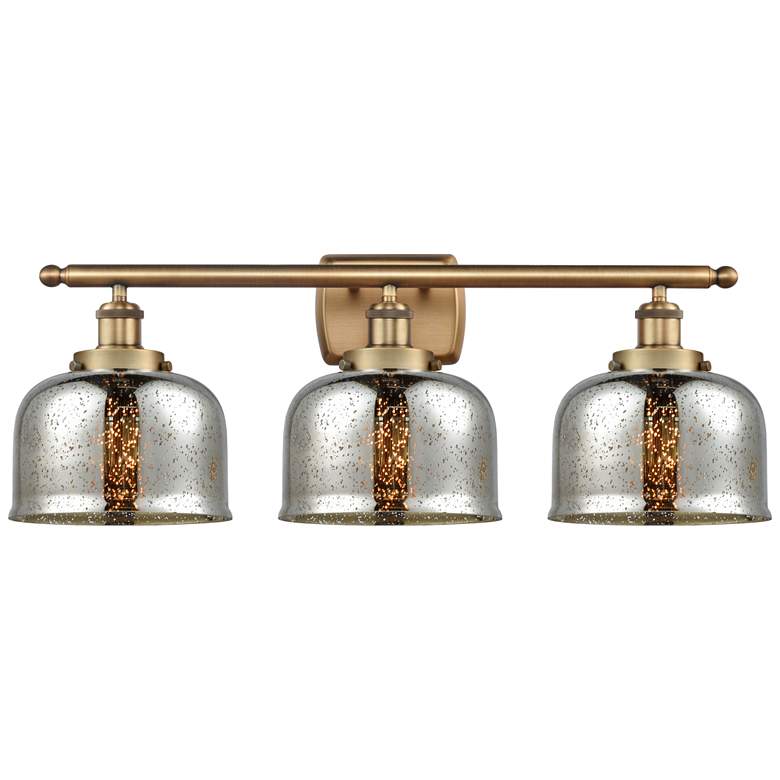 Image 1 Ballston Urban Bell 28" 3 Light Brass LED Bath Light w/ Silver Shade