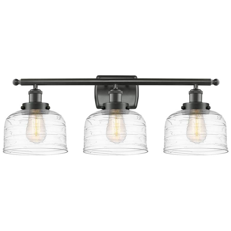 Image 1 Ballston Urban Bell 28" 3 Light Bronze LED Bath Light w/ Swirl Shade