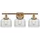Ballston Urban Bell 28" 3 Light Brushed Brass Bath Light w/ Clear Shad