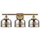 Ballston Urban Bell 28" 3 Light Brushed Brass Bath Light w/ Silver Sha